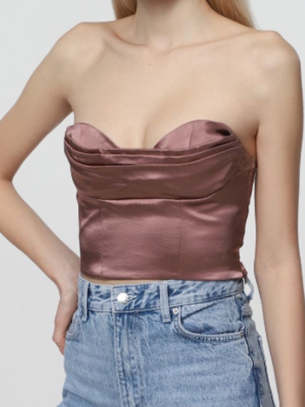 Zara Satin Corset Crop Top